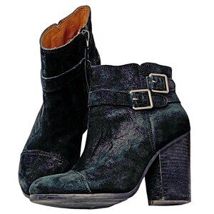 LUCKY BRAND Laureen Leather Buckle Accent‎ Chunky Heel Booties